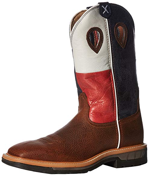 Twisted X Men's Lite Texas Flag Pull-On Work Boot Square Toe - Mlcw007