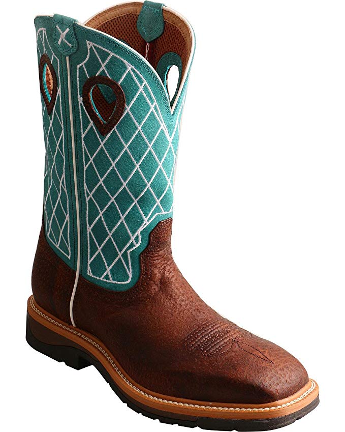 Twisted X Mens Lite Work Turquoise Pull On Steel Toe Boot